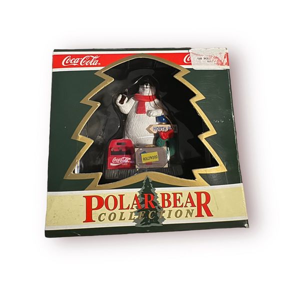 Coca-Cola Polar Bear Collection Christmas Ornament Set Of 8 1995 NIB with Plush - Picture 8 of 12